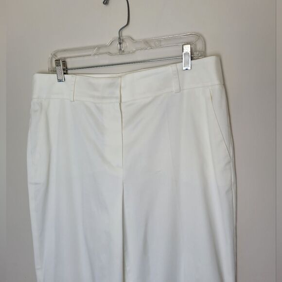 Rena Lange Designer Cream Front Pleat Dress Pants Cotton High Waist Size 12 - Picture 2 of 9